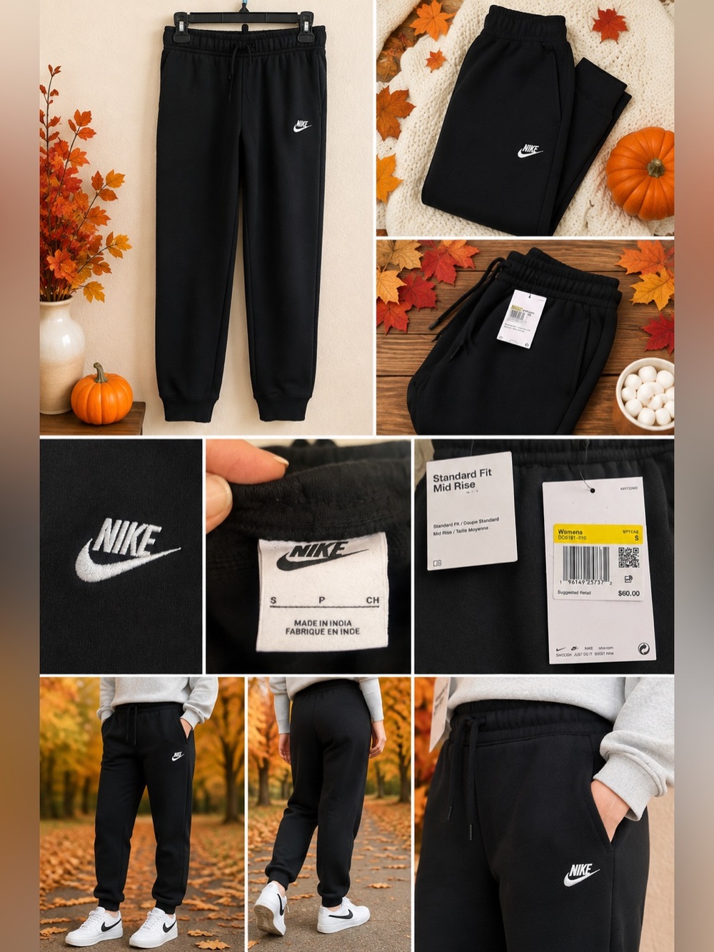 Women’s Standard Fit Mid-Rise Fleece Jogger Sweatpants Black Size Small NWT - Picture 2 of 5